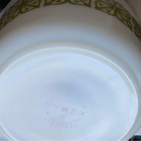 Rare Vintage Pyrex #473 Autumn Floral Olive Green Verde Squares 1 Qt - Picture 10 of 11